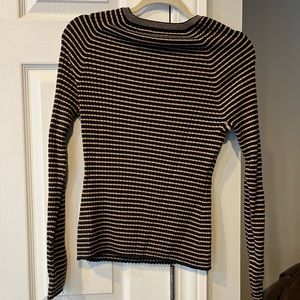 j Mc Laughlin sweater top ribbed thin black stripe size large